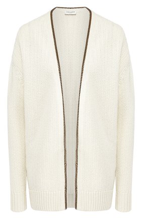 Женский кардиган из смеси шерсти и вискозы SAINT LAURENT белого цвета по цене 87350 руб., арт. 605878/YAJT2 | Фото 1 Женский кардиган из смеси шерсти и вискозы SAINT LAURENT белого цвета, арт. 605878/YAJT2 | Фото 1