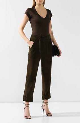 Женская льняная футболка TOM FORD хаки цвета по цене 49050 руб., арт. TSJ320-FAX609 | Фото 2 Женская льняная футболка TOM FORD хаки цвета, арт. TSJ320-FAX609 | Фото 2