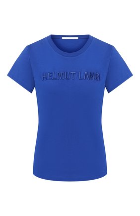 Женская хлопковая футболка HELMUT LANG синего цвета по цене 20500 руб., арт. J06DW502 | Фото 1 Женская хлопковая футболка HELMUT LANG синего цвета, арт. J06DW502 | Фото 1