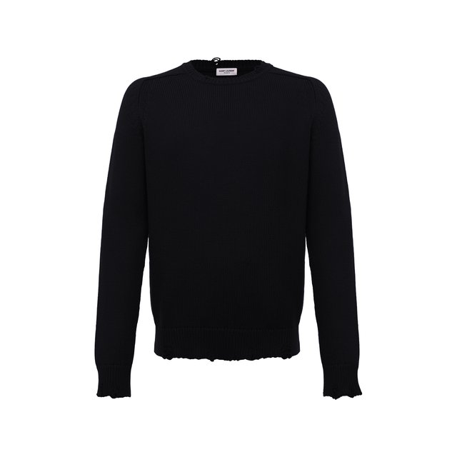 Хлопковый свитер Saint Laurent черного цвета