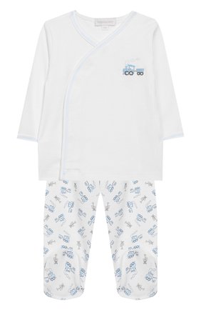 Детский комплект из распашонки и ползунков MAGNOLIA BABY синего цвета по цене 3270 руб., арт. 569-32P-LB | Фото 1 Детский комплект из распашонки и ползунков MAGNOLIA BABY синего цвета, арт. 569-32P-LB | Фото 1