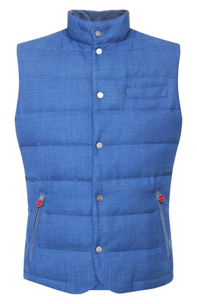 Мужской пуховый жилет KITON голубого цвета по цене 529500 руб., арт. UW0692MV07S57 | Фото 1 Мужской пуховый жилет KITON голубого цвета, арт. UW0692MV07S57 | Фото 1
