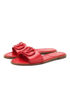 Женские кожаные шлепанцы valentino garavani vlogo VALENTINO красного цвета по цене 44100 руб., арт. TW2S0U91/MZF | Фото 1 Женские кожаные шлепанцы valentino garavani vlogo VALENTINO красного цвета, арт. TW2S0U91/MZF | Фото 1
