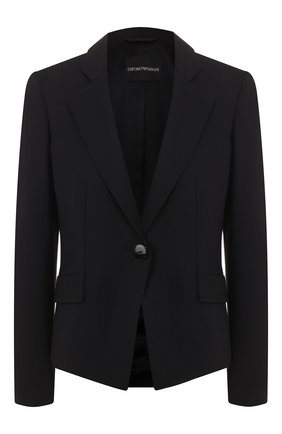 Женский шерстяной жакет EMPORIO ARMANI черного цвета по цене 55900 руб., арт. 0NG37T/02001 | Фото 1 Женский шерстяной жакет EMPORIO ARMANI черного цвета, арт. 0NG37T/02001 | Фото 1