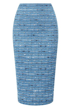 Женская юбка-карандаш ST. JOHN голубого цвета, арт. K71Y022 | Фото 1 (Длина Ж (юбки, платья, шорты): До колена; Материал внешний: Шерсть, Вискоза; Статус проверки: Проверена категория)