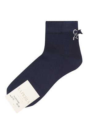 Детские хлопковые носки LA PERLA темно-синего цвета, арт. 42381/9-12 | Фото 1 (Материал: Текстиль, Хлопок; Региональные ограничения белый список (Axapta Mercury): RU; Кросс-КТ: Носки)