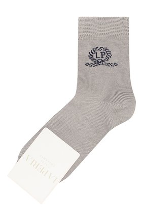 Детские хлопковые носки LA PERLA серого цвета, арт. 42035/3-6 | Фото 1 (Материал: Текстиль, Хлопок; Региональные ограничения белый список (Axapta Mercury): RU; Кросс-КТ: Носки)