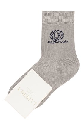 Детские хлопковые носки LA PERLA серого цвета, арт. 42035/1-2 | Фото 1 (Материал: Текстиль, Хлопок; Региональные ограничения белый список (Axapta Mercury): RU; Кросс-КТ: Носки)