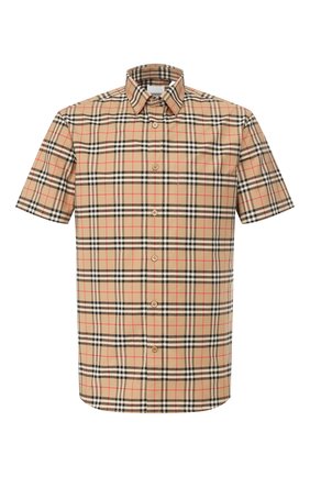 Мужская хлопковая рубашка BURBERRY бежевого цвета по цене 23100 руб., арт. 8020965 | Фото 1 Мужская хлопковая рубашка BURBERRY бежевого цвета, арт. 8020965 | Фото 1