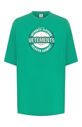 Мужская хлопковая футболка VETEMENTS зеленого цвета по цене 28100 руб., арт. SS20TR373 1621/M | Фото 1 Мужская хлопковая футболка VETEMENTS зеленого цвета, арт. SS20TR373 1621/M | Фото 1