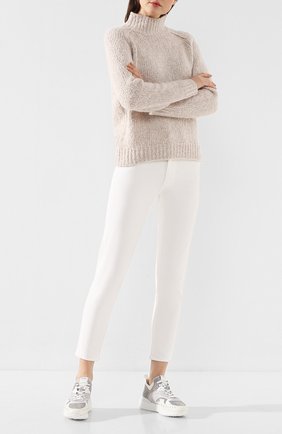 Женские кожаные кроссовки TOD’S серого цвета по цене 39400 руб., арт. XXW80A0W590NTJ | Фото 2 Женские кожаные кроссовки TOD’S серого цвета, арт. XXW80A0W590NTJ | Фото 2