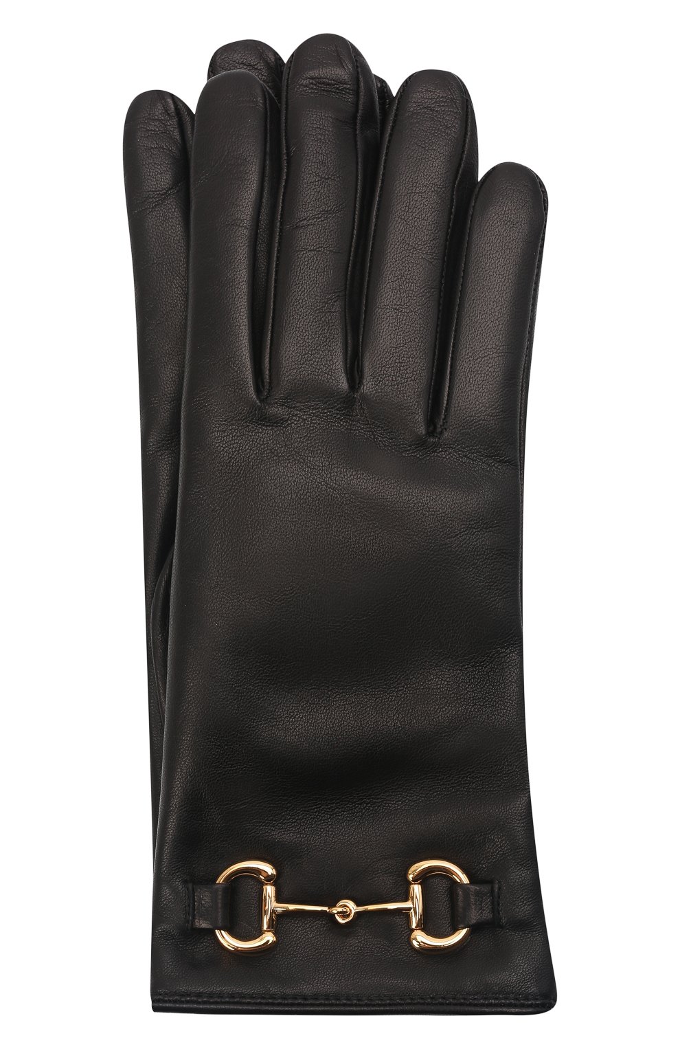 Женские кожаные перчатки GUCCI черного цвета, арт. 603635/BAP00 | Фото 1 (Статус проверки: Проверена категория)