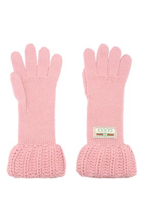 Женские шерстяные перчатки GUCCI розового цвета по цене 20700 руб., арт. 609396/3G206 | Фото 2 Женские шерстяные перчатки GUCCI розового цвета, арт. 609396/3G206 | Фото 2