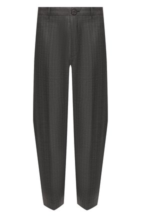 Мужские шерстяные брюки BALENCIAGA серого цвета, арт. 595288/TGT15 | Фото 1 (Материал внешний: Шерсть; Длина (брюки, джинсы): Стандартные; Случай: Повседневный; Материал подклада: Хлопок; Статус проверки: Проверена категория)