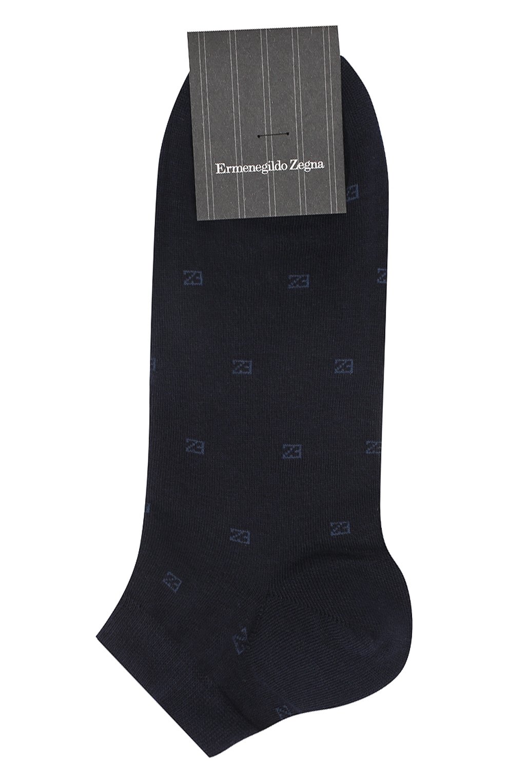 Мужские хлопковые носки ERMENEGILDO ZEGNA темно-синего цвета, арт. N5V022800 | Фото 1 (Кросс-КТ: бельё; Материал внешний: Хлопок; Статус проверки: Проверена категория)