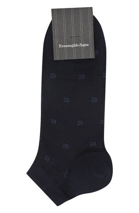Мужские хлопковые носки ERMENEGILDO ZEGNA темно-синего цвета, арт. N5V022800 | Фото 1 (Материал внешний: Хлопок; Кросс-КТ: бельё; Статус проверки: Проверена категория)
