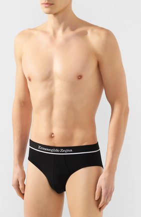 Мужские хлопковые брифы ERMENEGILDO ZEGNA черного цвета по цене 3415 руб., арт. N3L610950 | Фото 2 Мужские хлопковые брифы ERMENEGILDO ZEGNA черного цвета, арт. N3L610950 | Фото 2
