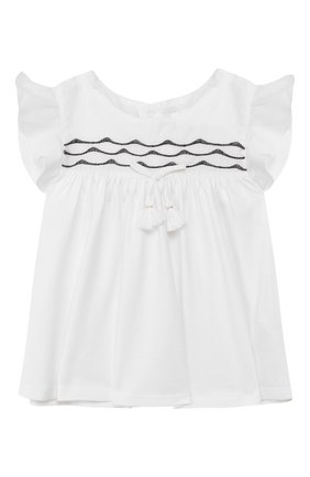 Детский топ CHLOÉ белого цвета по цене 12650 руб., арт. C05334 | Фото 1 Детский топ CHLOÉ белого цвета, арт. C05334 | Фото 1 (Рукава: Короткие; Материал внешний: Синтетический материал, Хлопок; Статус проверки: Проверена категория; Кросс-КТ НВ: Топ)