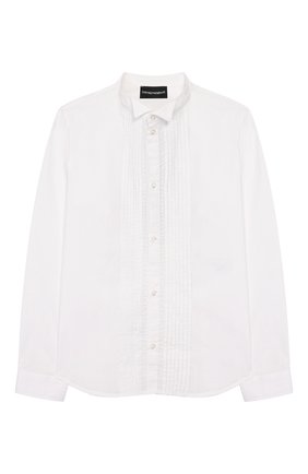Детская хлопковая рубашка EMPORIO ARMANI белого цвета по цене 10500 руб., арт. 3H4CJ4/4N3GZ | Фото 1 Детская хлопковая рубашка EMPORIO ARMANI белого цвета, арт. 3H4CJ4/4N3GZ | Фото 1