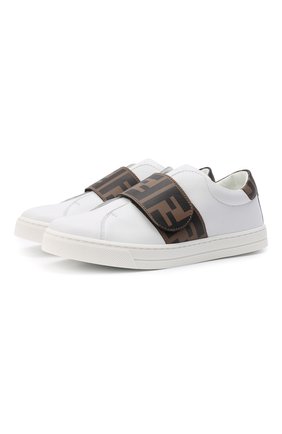 Детские кожаные кеды FENDI белого цвета по цене 27950 руб., арт. JMR325/A7N4/32-39 | Фото 1 Детские кожаные кеды FENDI белого цвета, арт. JMR325/A7N4/32-39 | Фото 1