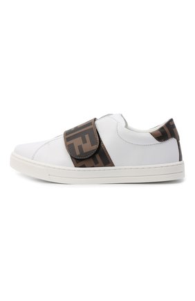 Детские кожаные кеды FENDI белого цвета по цене 27950 руб., арт. JMR325/A7N4/32-39 | Фото 2 Детские кожаные кеды FENDI белого цвета, арт. JMR325/A7N4/32-39 | Фото 2