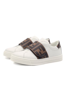 Детские кожаные кеды FENDI белого цвета по цене 23750 руб., арт. JMR325/A7N4/27-31 | Фото 1 Детские кожаные кеды FENDI белого цвета, арт. JMR325/A7N4/27-31 | Фото 1