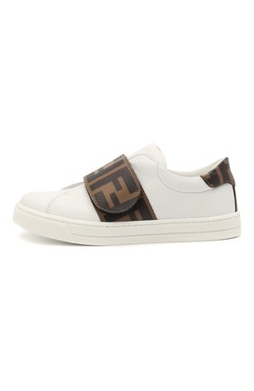 Детские кожаные кеды FENDI белого цвета по цене 23750 руб., арт. JMR325/A7N4/27-31 | Фото 2 Детские кожаные кеды FENDI белого цвета, арт. JMR325/A7N4/27-31 | Фото 2