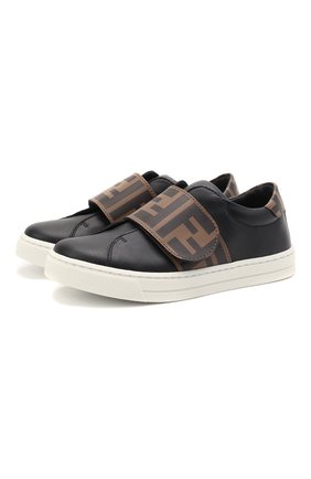 Детские кожаные кеды FENDI черного цвета по цене 23750 руб., арт. JMR325/A7N4/27-31 | Фото 1 Детские кожаные кеды FENDI черного цвета, арт. JMR325/A7N4/27-31 | Фото 1