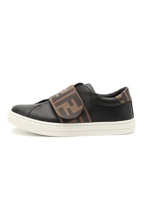 Детские кожаные кеды FENDI черного цвета по цене 23750 руб., арт. JMR325/A7N4/27-31 | Фото 2 Детские кожаные кеды FENDI черного цвета, арт. JMR325/A7N4/27-31 | Фото 2