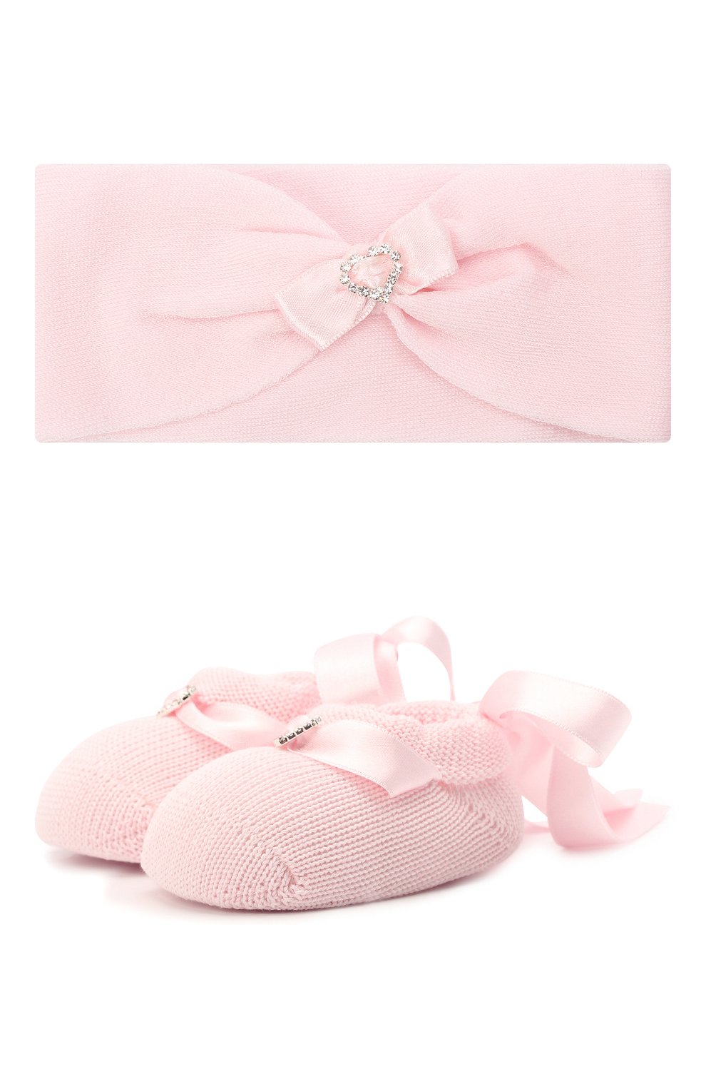 Детский комплект из пинеток и повязки LA PERLA розового цвета, арт. 43990 | Фото 1 (Статус проверки: Проверена категория)