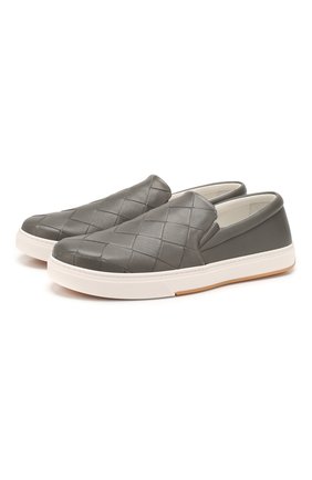 Мужские кожаные слипоны BOTTEGA VENETA серого цвета по цене 56850 руб., арт. 608751/VT031 | Фото 1 Мужские кожаные слипоны BOTTEGA VENETA серого цвета, арт. 608751/VT031 | Фото 1 (Материал внутренний: Натуральная кожа; Стили: Кэжуэл)