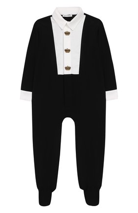 Детский хлопковый комбинезон DOLCE & GABBANA черно-белого цвета по цене 19800 руб., арт. L1J01H/G7VNP | Фото 1 Детский хлопковый комбинезон DOLCE & GABBANA черно-белого цвета, арт. L1J01H/G7VNP | Фото 1