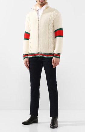 Мужской шерстяной кардиган GUCCI белого цвета по цене 91200 руб., арт. 599311/XKA32 | Фото 2 Мужской шерстяной кардиган GUCCI белого цвета, арт. 599311/XKA32 | Фото 2