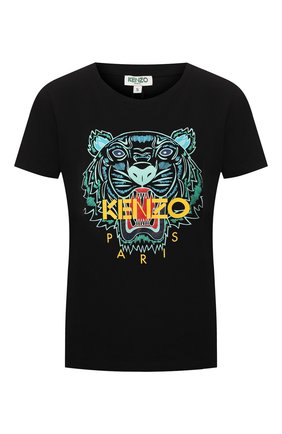 Женская хлопковая футболка KENZO черного цвета по цене 8350 руб., арт. FA52TS7214YB | Фото 1 Женская хлопковая футболка KENZO черного цвета, арт. FA52TS7214YB | Фото 1
