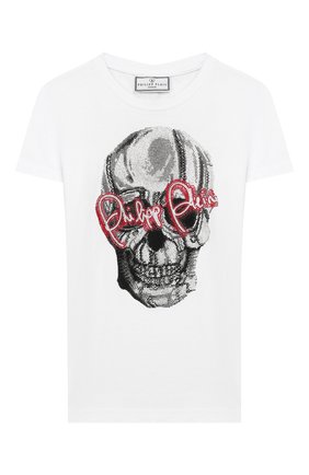 Детская хлопковая футболка PHILIPP PLEIN белого цвета по цене 18100 руб., арт. S20C BTK0849 PJY002N | Фото 1 Детская хлопковая футболка PHILIPP PLEIN белого цвета, арт. S20C BTK0849 PJY002N | Фото 1