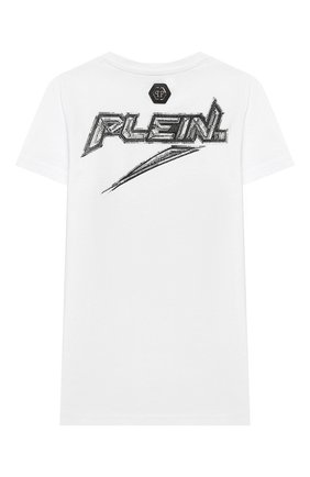 Детская хлопковая футболка PHILIPP PLEIN белого цвета по цене 18100 руб., арт. S20C BTK0849 PJY002N | Фото 2 Детская хлопковая футболка PHILIPP PLEIN белого цвета, арт. S20C BTK0849 PJY002N | Фото 2