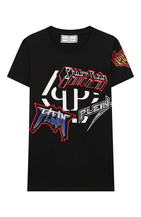 Детская хлопковая футболка PHILIPP PLEIN черного цвета по цене 18100 руб., арт. S20C BTK0843 PJY002N | Фото 1 Детская хлопковая футболка PHILIPP PLEIN черного цвета, арт. S20C BTK0843 PJY002N | Фото 1