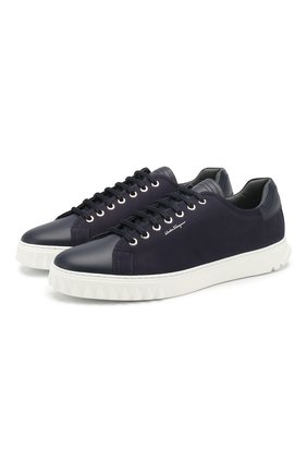 Мужские кожаные кеды SALVATORE FERRAGAMO темно-синего цвета по цене 49000 руб., арт. Z-06863003E | Фото 1 Мужские кожаные кеды SALVATORE FERRAGAMO темно-синего цвета, арт. Z-06863003E | Фото 1