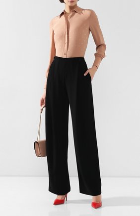 Женские брюки GIORGIO ARMANI черного цвета по цене 82550 руб., арт. 0SHPP0AN/T002M | Фото 2 Женские брюки GIORGIO ARMANI черного цвета, арт. 0SHPP0AN/T002M | Фото 2 (Материал внешний: Синтетический материал; Женское Кросс-КТ: Брюки-одежда; Случай: Формальный; Силуэт Ж (брюки и джинсы): Широкие; Длина (брюки, джинсы): Удлиненные; Статус проверки: Проверена категория)