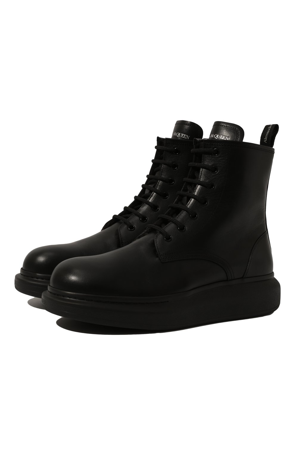 Мужские кожаные ботинки ALEXANDER MCQUEEN черного цвета, арт. 604235/WHXE2 | Фото 1 (Материал внешний: Кожа; Материал утеплителя: Натуральный мех; Мужское Кросс-КТ: Ботинки-обувь, Байкеры-обувь, зимние ботинки; Длина стельки: 27,8, 26, 28,6; Материал внутренний: Натуральная кожа; Подошва: Массивная; Статус проверки: Проверена категория)