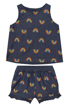 Детский комплект из топа и шорт STELLA MCCARTNEY синего цвета по цене 9440 руб., арт. 589586/S0K82 | Фото 1 Детский комплект из топа и шорт STELLA MCCARTNEY синего цвета, арт. 589586/S0K82 | Фото 1 (Материал внешний: Хлопок; Рукава: Короткие; Статус проверки: Проверена категория; Ростовка одежда: 9 мес | 74 см, 12 мес | 80 см, 3 года | 98 см, 18 мес | 86 см, 24 мес | 92 см, 0 - 3 мес | 50 - 60 см, 3 мес | 62 см, 6 мес | 68 см)