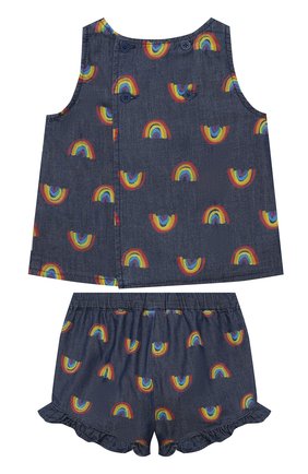 Детский комплект из топа и шорт STELLA MCCARTNEY синего цвета по цене 9440 руб., арт. 589586/S0K82 | Фото 2 Детский комплект из топа и шорт STELLA MCCARTNEY синего цвета, арт. 589586/S0K82 | Фото 2 (Материал внешний: Хлопок; Рукава: Короткие; Статус проверки: Проверена категория; Ростовка одежда: 9 мес | 74 см, 12 мес | 80 см, 3 года | 98 см, 18 мес | 86 см, 24 мес | 92 см, 0 - 3 мес | 50 - 60 см, 3 мес | 62 см, 6 мес | 68 см)