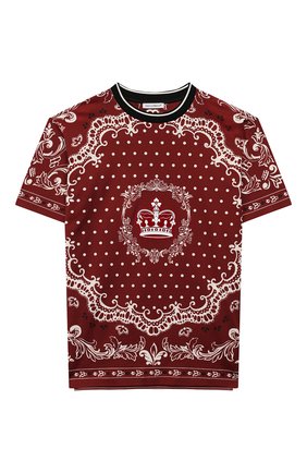 Детская хлопковая футболка DOLCE & GABBANA бордового цвета по цене 14050 руб., арт. L4JT9A/G7VGN/8-14 | Фото 1 Детская хлопковая футболка DOLCE & GABBANA бордового цвета, арт. L4JT9A/G7VGN/8-14 | Фото 1