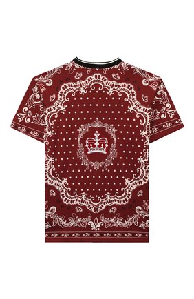 Детская хлопковая футболка DOLCE & GABBANA бордового цвета по цене 14050 руб., арт. L4JT9A/G7VGN/8-14 | Фото 2 Детская хлопковая футболка DOLCE & GABBANA бордового цвета, арт. L4JT9A/G7VGN/8-14 | Фото 2