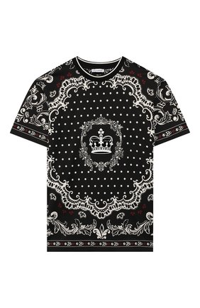 Детская хлопковая футболка DOLCE & GABBANA черно-белого цвета по цене 12600 руб., арт. L4JT9A/G7VGN/2-6 | Фото 1 Детская хлопковая футболка DOLCE & GABBANA черно-белого цвета, арт. L4JT9A/G7VGN/2-6 | Фото 1