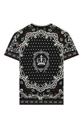 Детская хлопковая футболка DOLCE & GABBANA черно-белого цвета по цене 12600 руб., арт. L4JT9A/G7VGN/2-6 | Фото 2 Детская хлопковая футболка DOLCE & GABBANA черно-белого цвета, арт. L4JT9A/G7VGN/2-6 | Фото 2