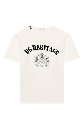 Детская хлопковая футболка DOLCE & GABBANA белого цвета по цене 10450 руб., арт. L4JTAU/G7VGV/2-6 | Фото 1 Детская хлопковая футболка DOLCE & GABBANA белого цвета, арт. L4JTAU/G7VGV/2-6 | Фото 1