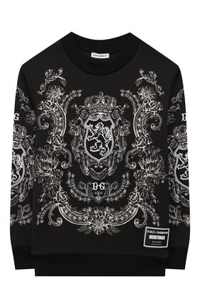 Детский хлопковый свитшот DOLCE & GABBANA черно-белого цвета по цене 19800 руб., арт. L4JW0K/G7VGP/8-14 | Фото 1 Детский хлопковый свитшот DOLCE & GABBANA черно-белого цвета, арт. L4JW0K/G7VGP/8-14 | Фото 1