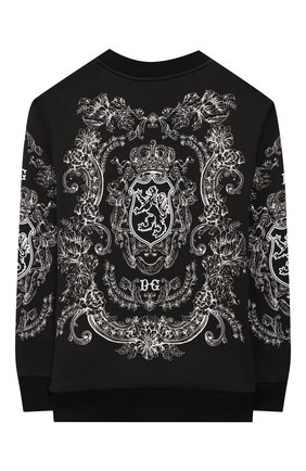 Детский хлопковый свитшот DOLCE & GABBANA черно-белого цвета по цене 19800 руб., арт. L4JW0K/G7VGP/8-14 | Фото 2 Детский хлопковый свитшот DOLCE & GABBANA черно-белого цвета, арт. L4JW0K/G7VGP/8-14 | Фото 2