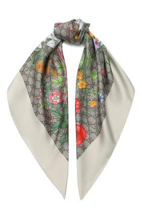 Женский шелковый платок GUCCI бежевого цвета по цене 36700 руб., арт. 602585/3G001 | Фото 1 Женский шелковый платок GUCCI бежевого цвета, арт. 602585/3G001 | Фото 1